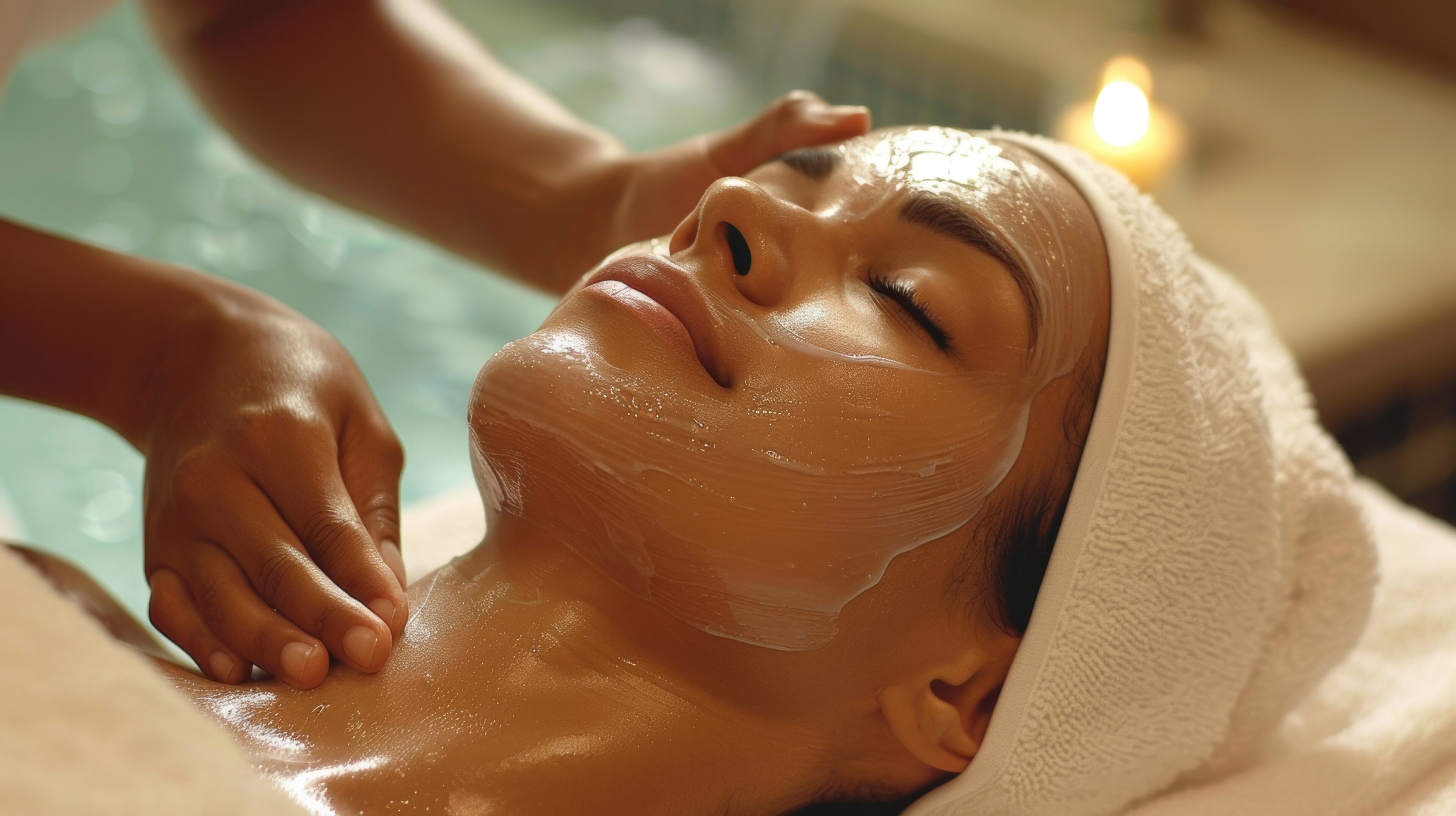 Partners indulging in revitalizing facials revealing radiant and glowing skin Partners indulging in revitalizing facials revealing radiant and glowing skin.